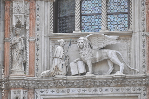 The winged lion of Saint Mark, symbol of the Venetian Republic, in Piazza delle Erbe, Verona (UNESCO World Heritage Site), Veneto, Italy