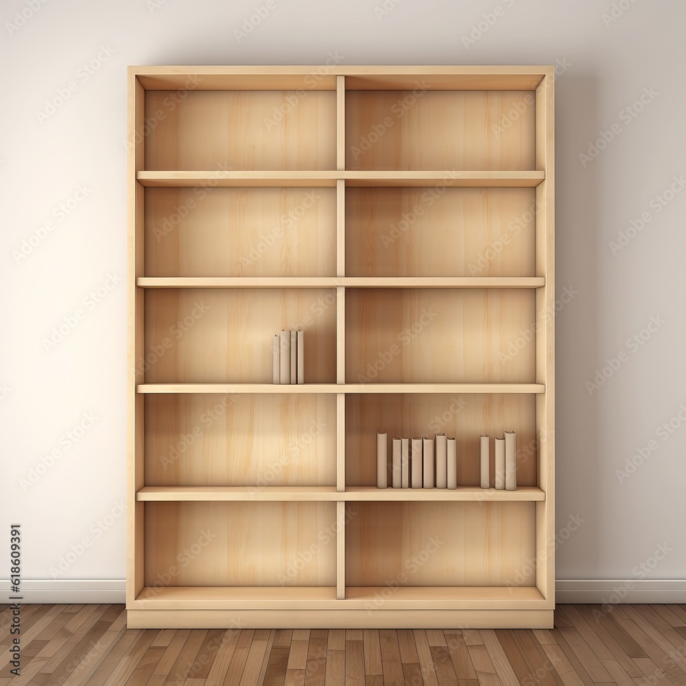 Fototapeta premium Wooden book shelf mockup 