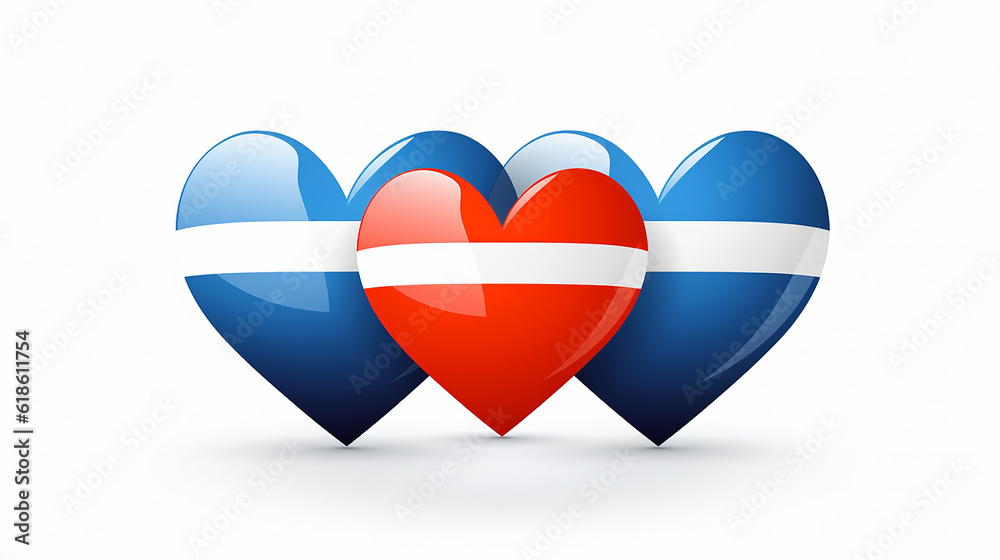 Netherlands flag in the form of three hearts. Vector illustration Netherlands flag in the form of three hearts. Vector illustration