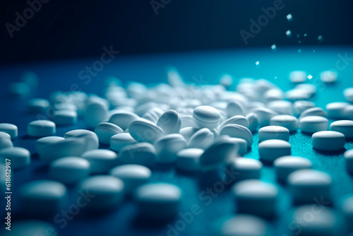 Medicine pills on the table. Generative AI