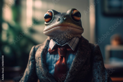 Frog in a suit. Generative AI