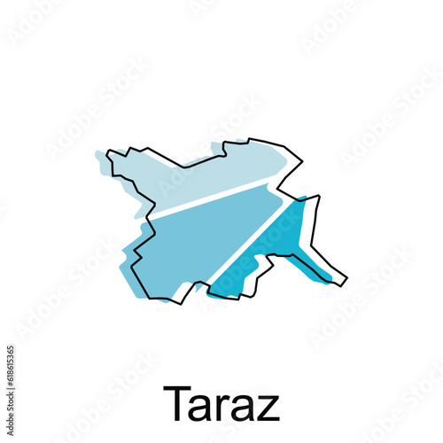 Taraz City Republic of Kazakhstan map vector illustration, vector template with outline graphic sketch style isolated on white background