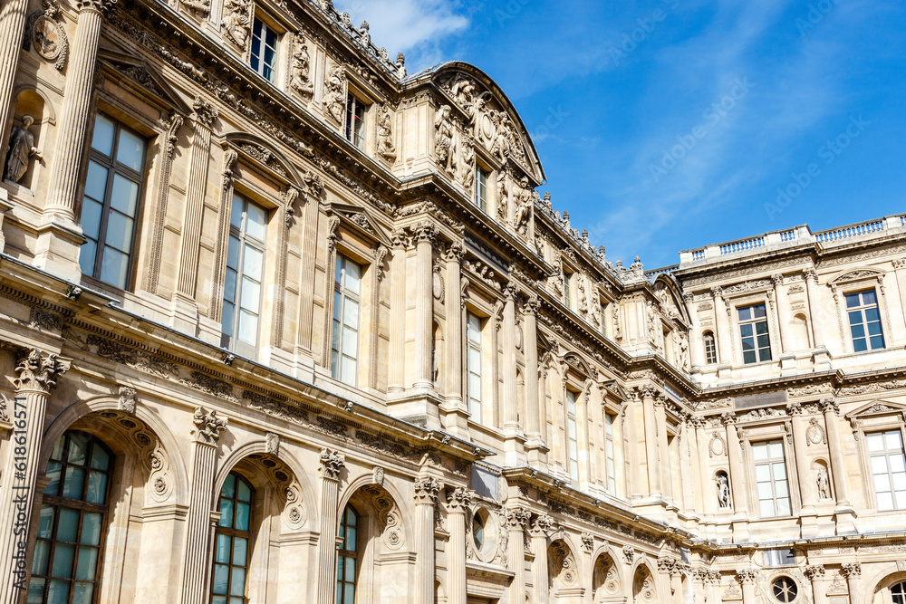 Exterior of the Louvre in Paris, France, Europe