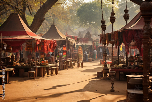 A traditional Indian village fair with various stalls and games, Indian culture, Indian Generative AI