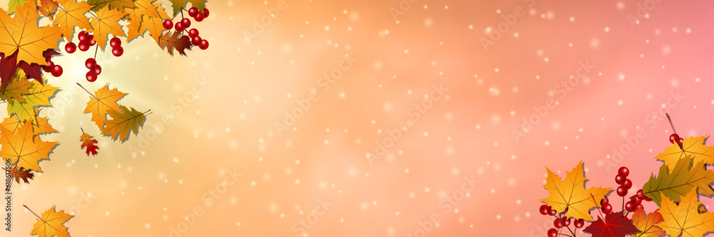 Autumn cartoon style horizontal vector banner template Autumn cartoon style horizontal vector banner template