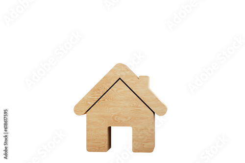 Icon of a wooden house on a transparent background. 3D render