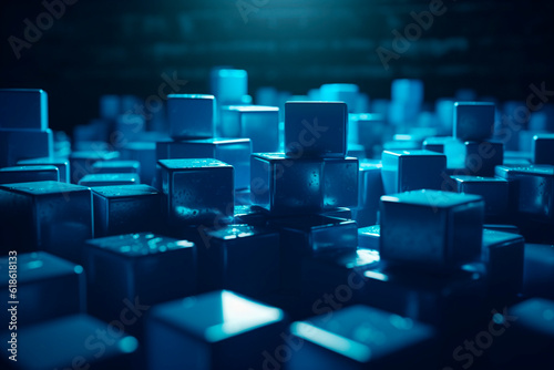 Blue cubes. Generative AI