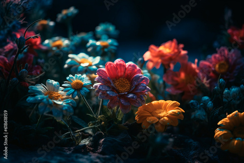 Beautiful flowers after the rain. Generative AI © ARAMYAN