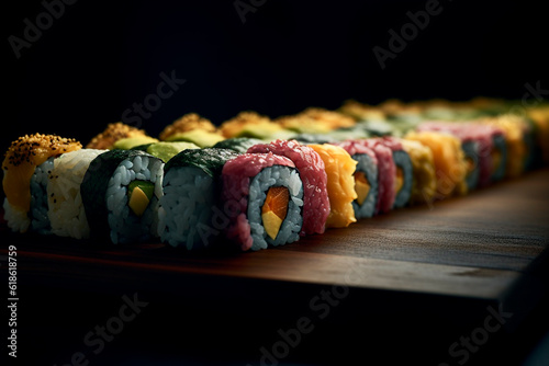 Sushi on the table. Generative AI