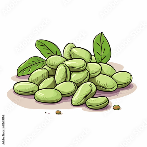 Lima beans hand-drawn illustration. Lima beans. Vector doodle style cartoon illustration