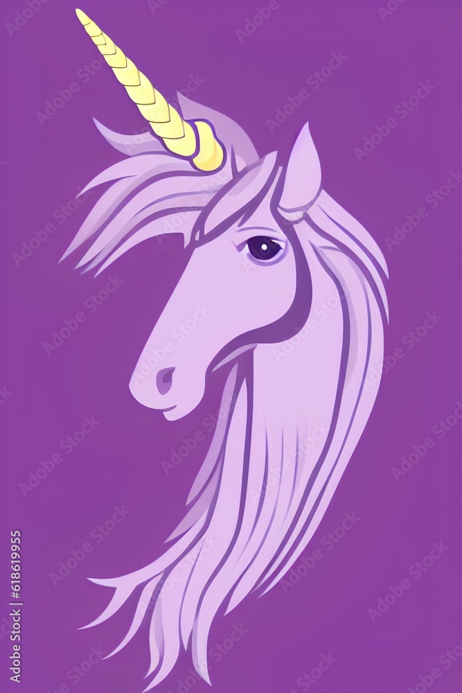 Cell shaded icon using a monochromatic purple colors, rendering the image of a Unicorn Cell shaded icon using a monochromatic purple colors, rendering the image of a Unicorn