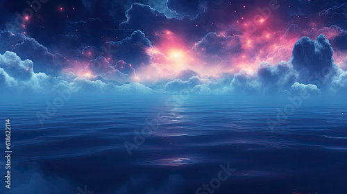 Neon clouds hovering over water