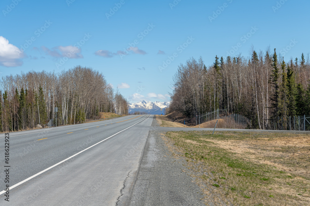 Alaska Highway 1 from Anchorage to Homer looking East near Sterling, Alaska, USA