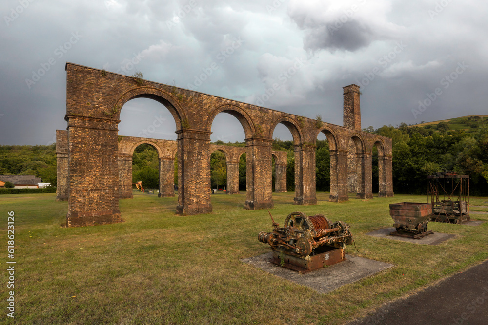 The Ynyscedwyn Ironworks, the most iconic sight for the town and community of Ystradgynlais in South Wales UK, a single charcoal furnace that was believed to have been built on the site in 1612.