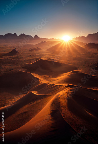 Sunrise in the desert, AI Generative  © chand