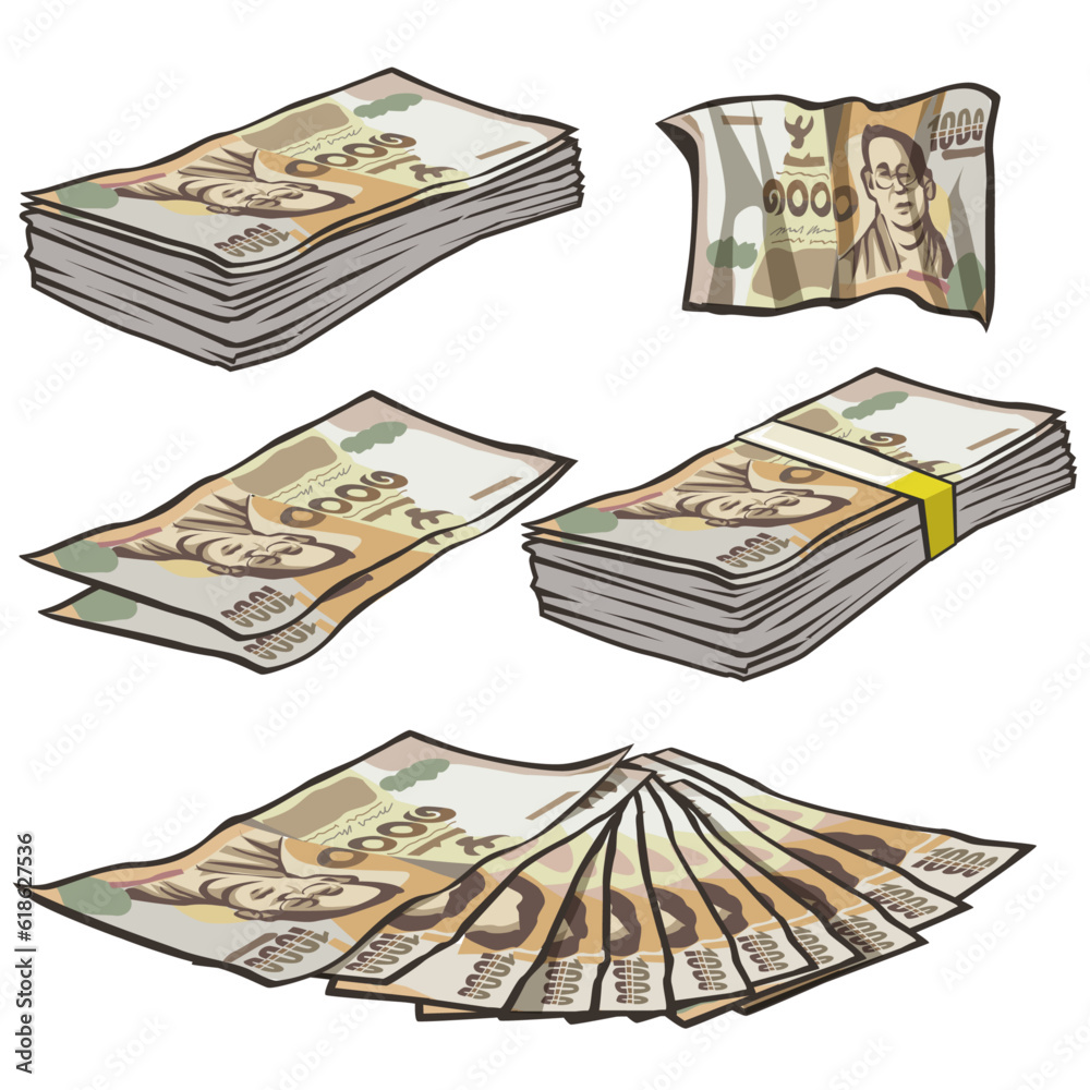 cartoon-banknotes-thai-currency-one-trousand-baht-stock-vector-adobe