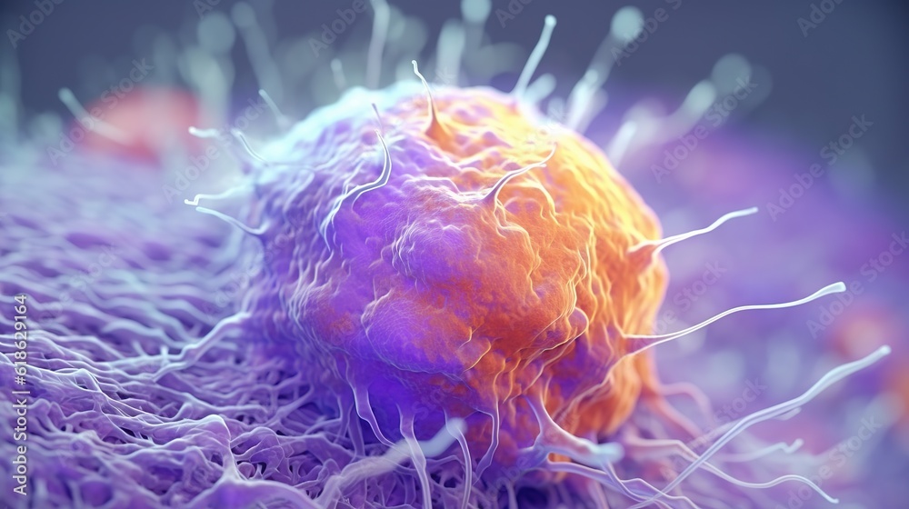 Obraz premium Microscopic cells. Tissue under the microscope. Scientific medical concept. Genetic mutations at cancer disease. Generative AI. Illustration for banner, poster, cover, brochure or presentation.