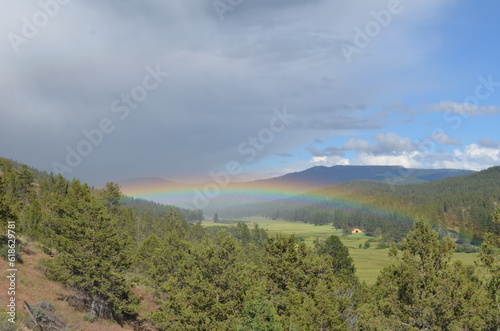 landscape of the mountains and rainbow