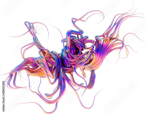 Twisted Abstract Tentacle Hair Cluster Shape on Transparent Background