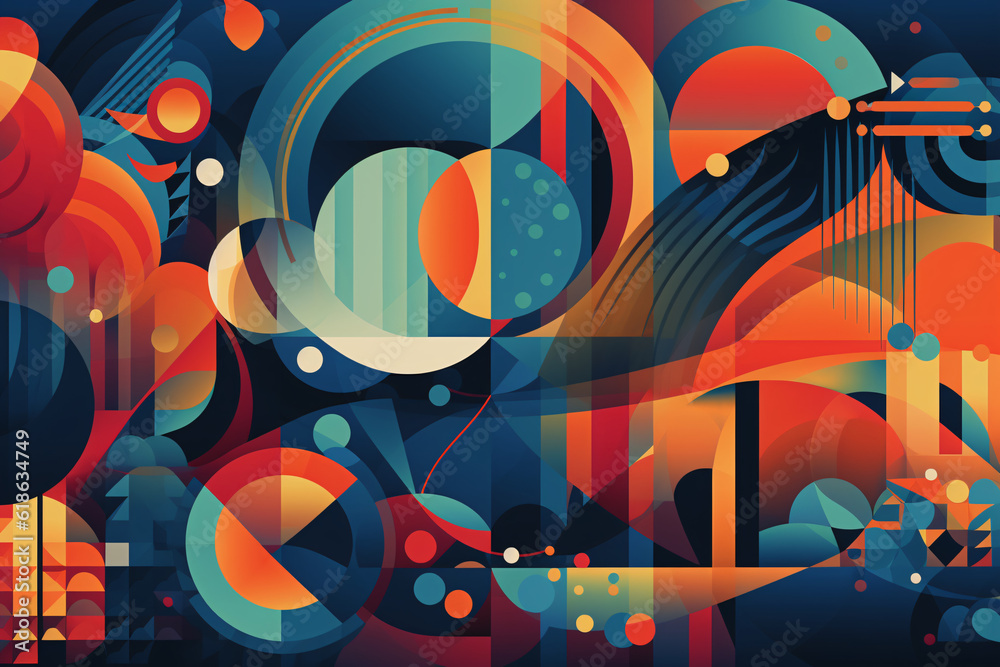 Obraz premium Abstract digital art with complex multicolor shapes