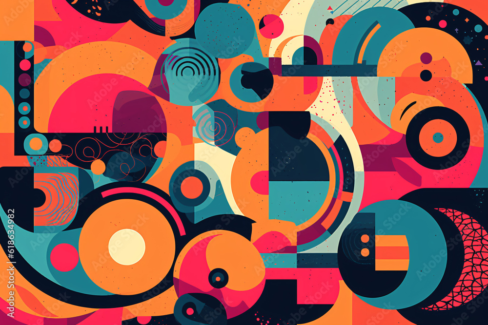 Obraz premium Abstract digital art with complex multicolor shapes