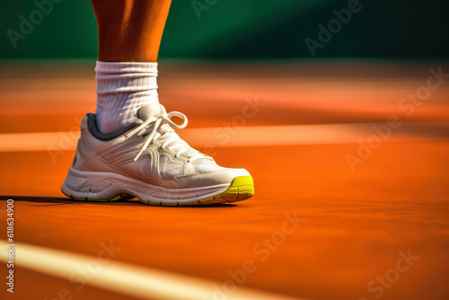 A tennis player’s feet in motion, demonstrating agility and quickness on the court