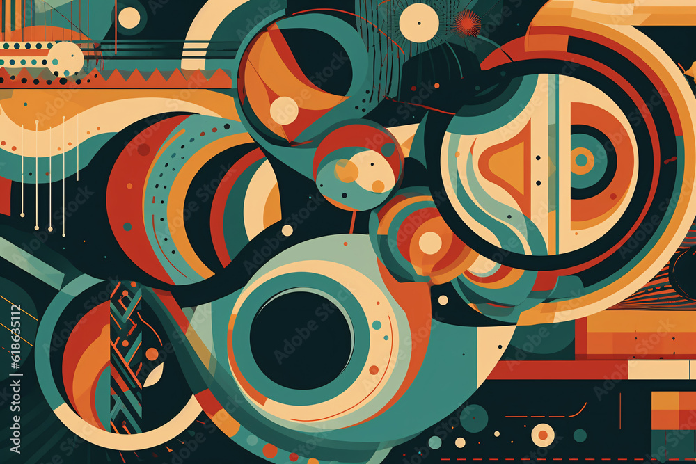 Abstract digital art with complex multicolor shapes