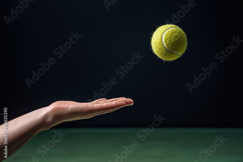 Tennis ball tossed in the air, right before the serve © aicandy