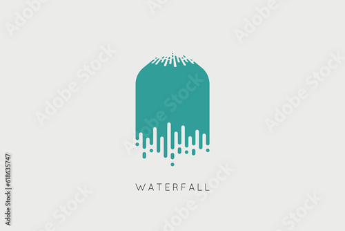 Minimalistic waterfall logo design, Waterfall logotype, Water, River, Smple element