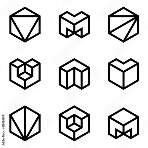 Hexagon logo designs, Hexagon logotype, Monmal logo set, Logo elements, SImple, Set, Collection
