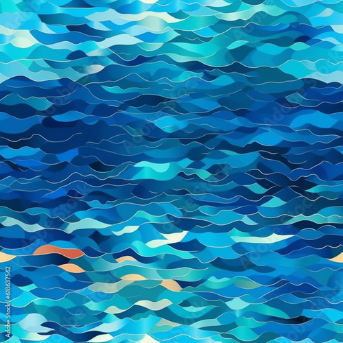 A Continuous Repeating Tile Pattern with an Abstract Ocean Wave Design | Generative AI