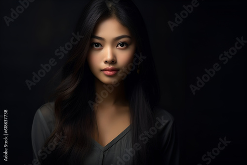 Generative ai portrait of beautiful asian woman on different color background