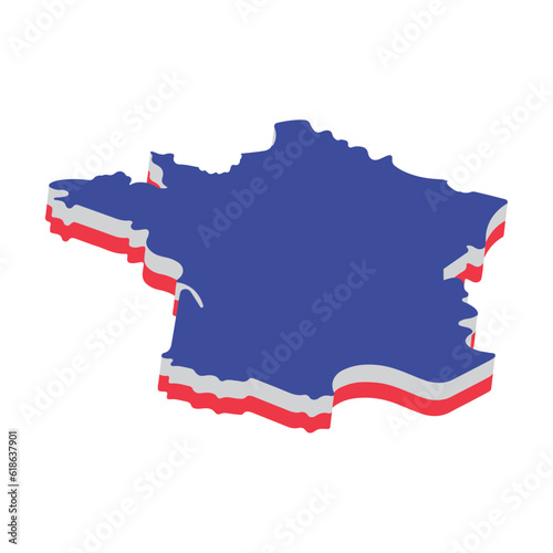 Isolated map of France with its flag colors Vector