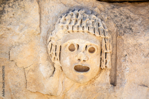 Demre - Antalya, June 26, 2023, Ancient lycian Myra rock tomb ruins in Demre, Antalya.