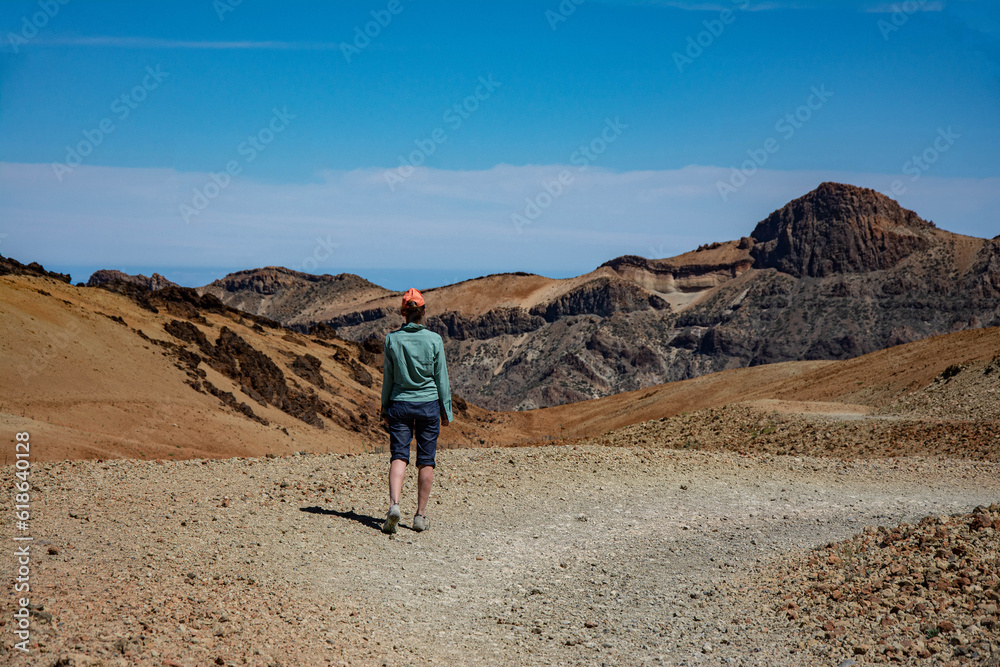 woman hiking in El Teide national park Tenerife