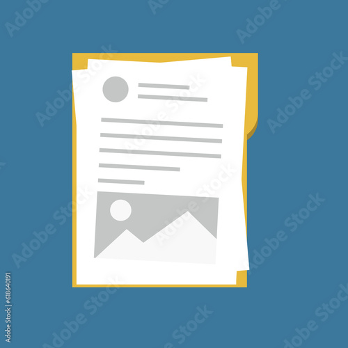 papers. documents. an important matter. the seal of the firm or company. registration of real estate. tax report. supporting document. vector illustration. black color. on a white background.