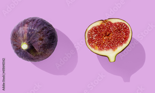 Fresh figs on purple pastel background