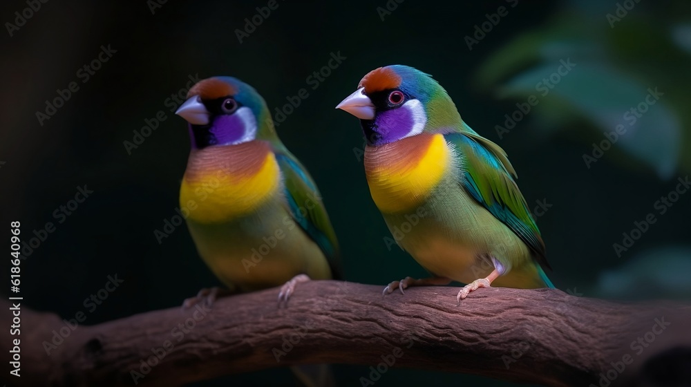 Gould's finch or the rainbow finch, is a colourful passerine bird endemic to Australia. Generative AI