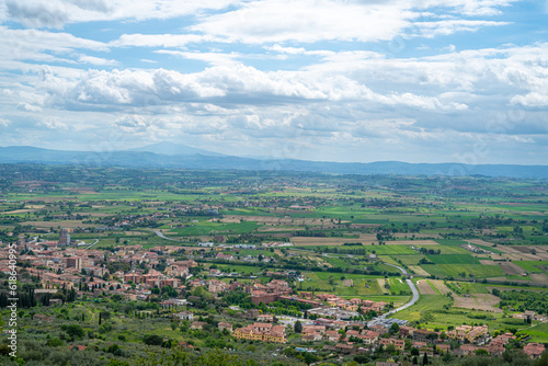 Scenic view of Tuscany in the hills of Cortona Italy