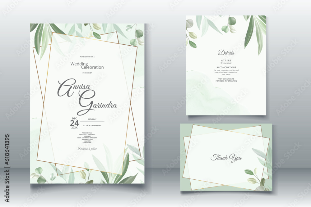 Elegant wedding invitation card with beautiful eucalyptus leaves template Premium Vector Elegant wedding invitation card with beautiful eucalyptus leaves template Premium Vector