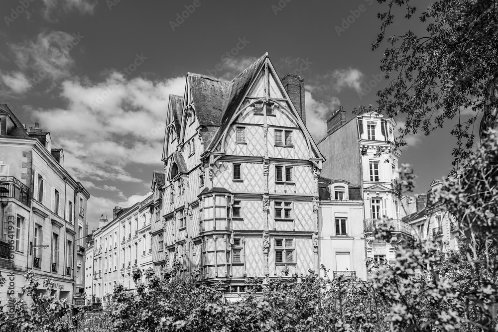 Angers, Loire Valley area, France: Adam's House, house of artisans; timber-framed house in Sainte Croix Square in black and white