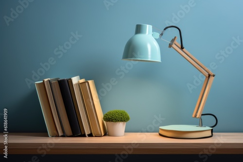 Table lamp with copy space. Reading, studying, office space concept