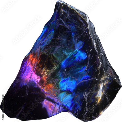 Colorful Crystal Abstract 3d Glowing Gemstone Isolated on Transparent Background