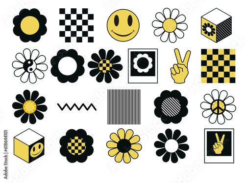 90's Daisy cute retro Clipart bundle 