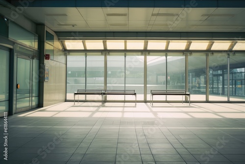 stock photo of empty Bus station photography Generated AI