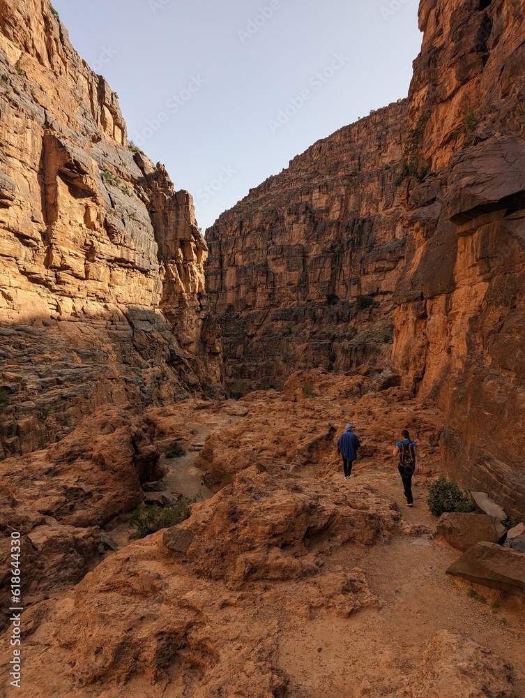 Hiking through the iconic Amtoudi canyon in the Anti-Atlas