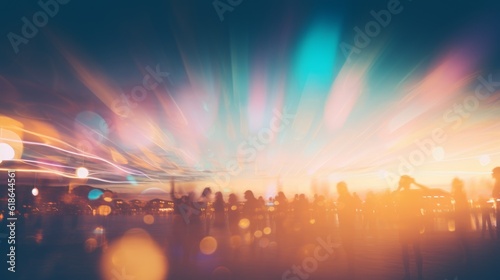 Blurred atmosphere of a beach party. Generative AI