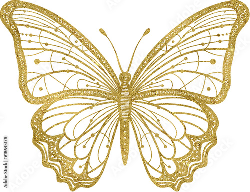 Gold Glitter Butterfly Drawing