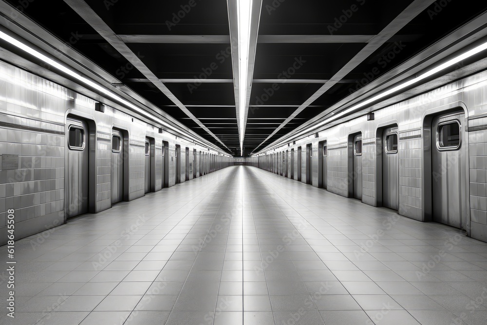 stock photo of empty Subway station photography Generated AI