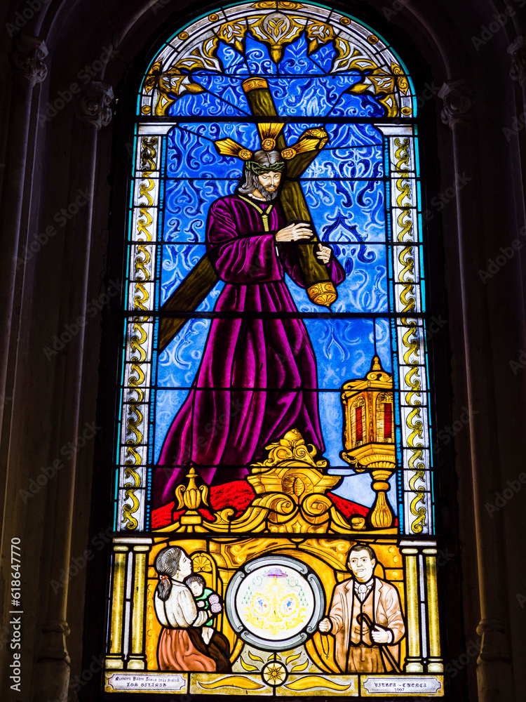 Obraz premium Stained glass of San Jeronimo El Real Church, Madrid, Spain